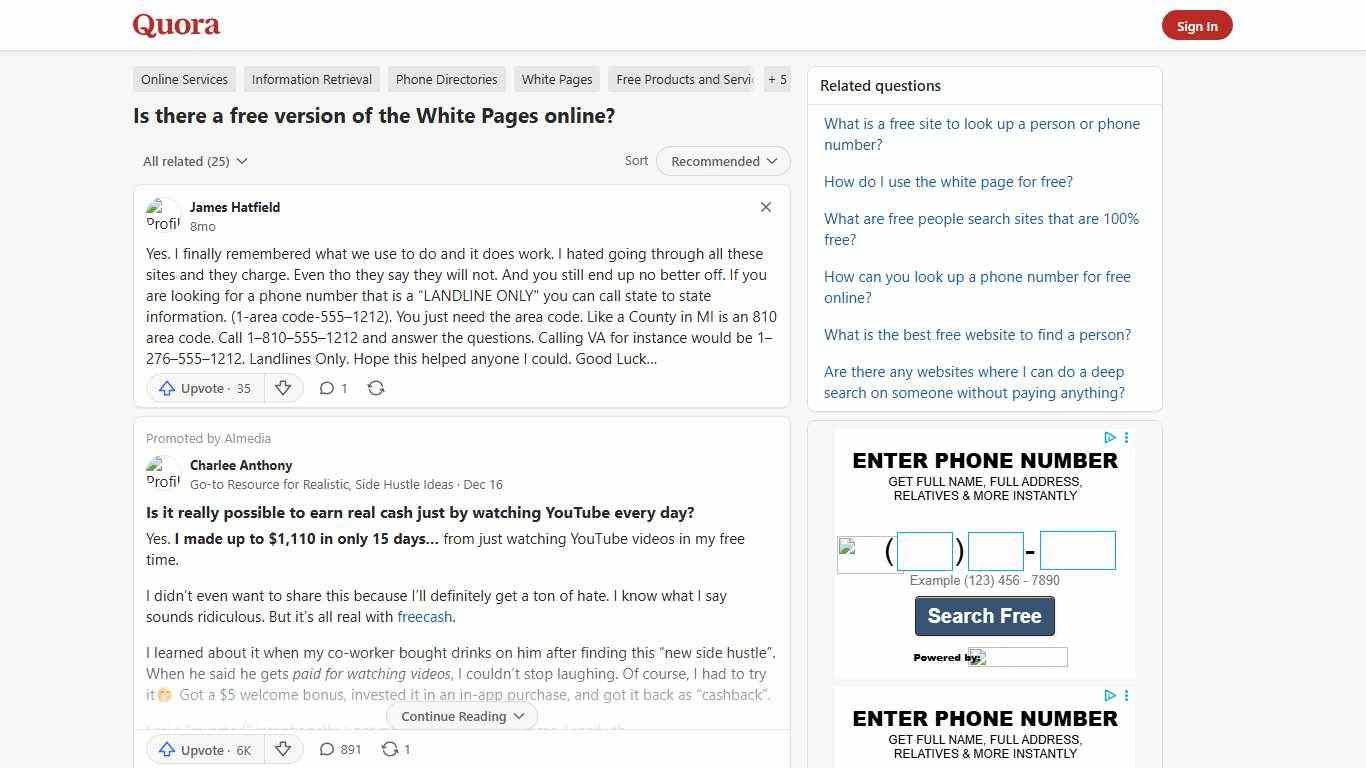 Is there a free version of the White Pages online? - Quora